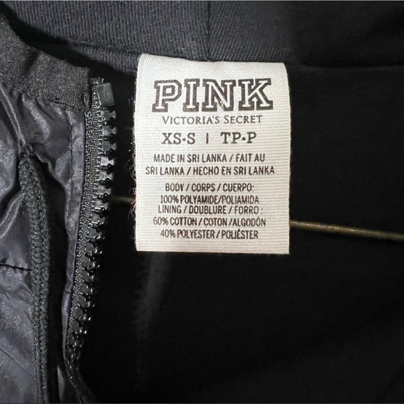 Victoria's Secret PINK Quarter Zip Anorak Black Windbreaker Jacket Size XS/S - Picture 8 of 8